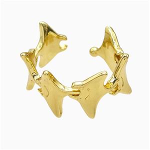 Copper Shark Rings Gold Plated, approx 12mm, 18mm dia [FN51541]