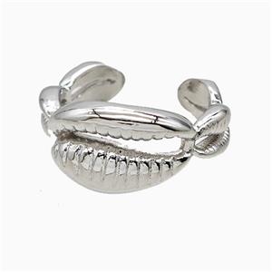 Copper Conchshell Rings Platinum Plated, approx 11mm, 18mm dia [FN51544]