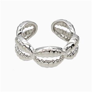 Copper Conchshell Rings Platinum Plated, approx 8mm, 18mm dia [FN51546]