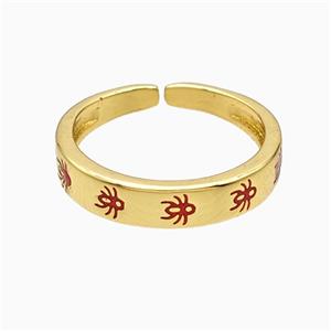 Copper Ladybug Rings Red Enamel Gold Plated, approx 4mm, 18mm dia [FN51551]