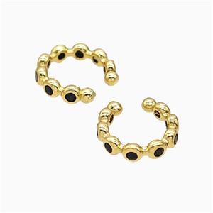 Copper Clip Earrings Pave Zirconia Gold Plated, approx 13mm dia [FN51590]