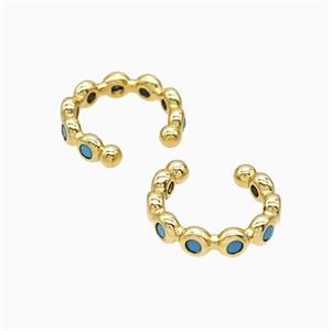 Copper Clip Earrings Pave Zirconia Gold Plated, approx 13mm dia [FN51591]