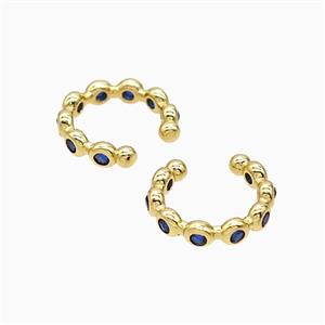 Copper Clip Earrings Pave Zirconia Gold Plated, approx 13mm dia [FN51592]