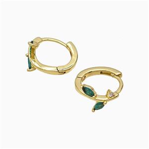 Copper Leaf Hoop Earrings Pave Crystal Glass Gold Plated, approx 14mm dia [FN51619]
