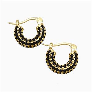 Copper Leaveback Earrings Pave Black Zirconia Gold Plated, approx 15mm dia [FN51633]