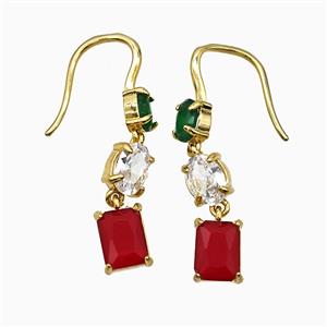 Copper Hook Earrings Pave Crystal Glass Gold Plated, approx 4-35mm [FN51664]