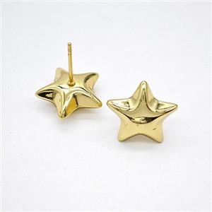 Copper Star Stud Earrings Gold Plated, approx 15mm [FN51677]