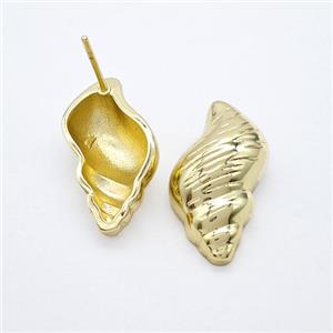 Copper Conch Shell Stud Earrings Gold Plated, approx 12-21mm [FN51679]