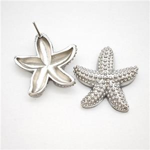 Copper Starfish Stud Earrings Platinum Plated, approx 24mm [FN51680]
