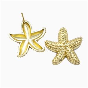 Copper Starfish Stud Earrings Gold Plated, approx 24mm [FN51681]