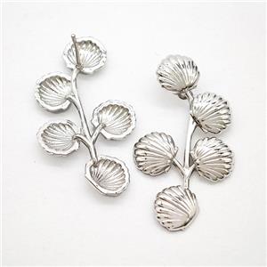 Copper Scallop Shell Stud Earrings Platinum Plated, approx 8-35mm [FN51694]