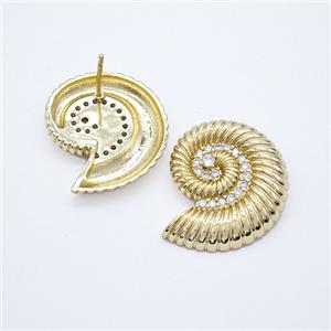 Copper Spiral Shell Stud Earrings Gold Plated, approx 20-23mm [FN51702]