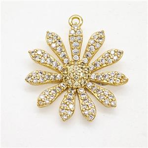 Copper Sunflower Pendant Pave Zirconia Gold Plated, approx 23mm [FN51728]