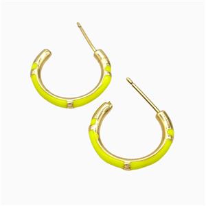 Copper Stud Earrings Yellow Enamel Gold Plated, approx 18mm dia [FN51776]