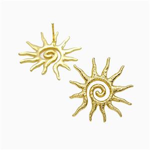 Copper Sun Stud Earrings Gold Plated, approx 25mm [FN51787]