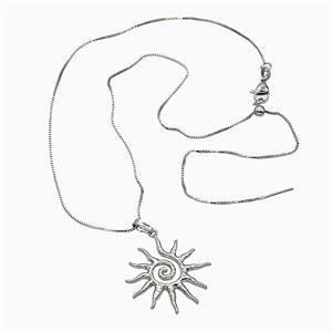 Copper Sun Necklace Platinum Plated, approx 25mm, 1mm, 46cm length [FN51788]