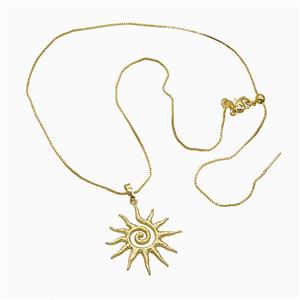 Copper Sun Necklace Gold Plated, approx 25mm, 1mm, 46cm length [FN51789]