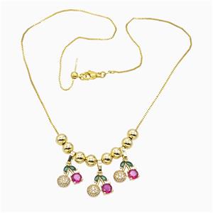 Copper Cherry Necklace Pave Zirconia Gold Plated, approx 12mm, 6mm, 1mm, 46cm length [FN51793]