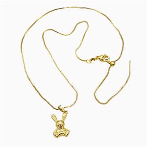 Copper Rabbit Necklace Pave Zirconia Gold Plated, approx 11-17mm, 1mm, 46cm length [FN51795]