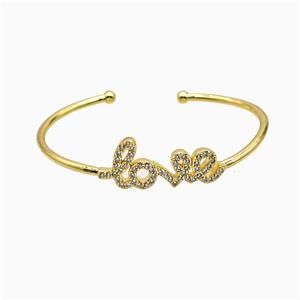 Copper Love Bangle Micropave Zirconia Gold Plated, approx 9-30mm, 40-55mm dia [FN51839]