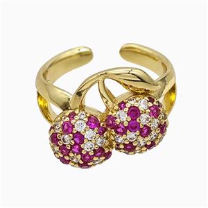 Copper Cherry Rings Micropave Zirconia Gold Plated, approx 13-17mm, 18mm dia [FN51862]