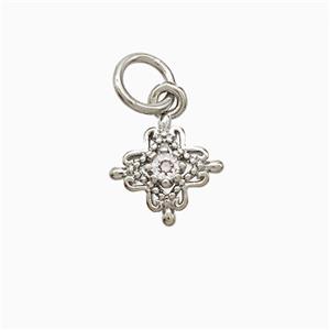 Copper Cross Pendant Pave Zirconia Platinum Plated, approx 8mm [FN51868]