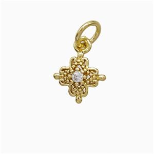 Copper Cross Pendant Pave Zirconia Gold Plated, approx 8mm [FN51869]