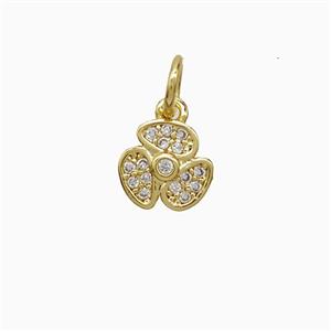 Copper Clover Pendant Pave Zirconia Gold Plated, approx 8mm [FN51872]