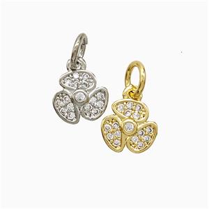 Copper Clover Pendant Pave Zirconia Mixed, approx 8mm [FN51873]