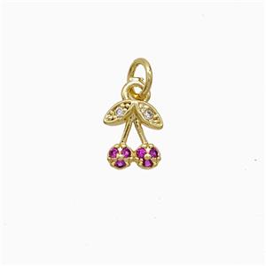 Copper Cherry Pendant Pave Zirconia Gold Plated, approx 8mm [FN51881]