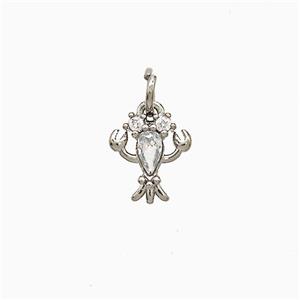 Copper Crab Pendant Pave Zirconia Platinum Plated, approx 9-10mm [FN51882]