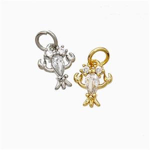 Copper Crab Pendant Pave Zirconia Mixed, approx 9-10mm [FN51884]