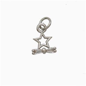 Copper Star Pendant Pave Zirconia Platinum Plated, approx 9mm [FN51885]