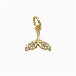 Copper Mermaid-Tail Pendant Pave Zirconia Gold Plated, approx 8-10mm [FN51889]