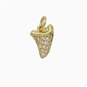 Copper Shark Tooth Charms Pendant Pave Zirconia Gold Plated, approx 8-12mm [FN51899]