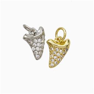 Copper Shark Tooth Charms Pendant Pave Zirconia Mixed, approx 8-12mm [FN51900]