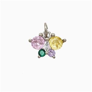 Copper Butterfly Pendant Pave Crystal Glass Platinum Plated, approx 8-12mm [FN51901]