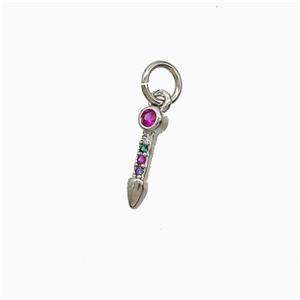 Copper Arrowhead Pendant Pave Zirconia Platinum Plated, approx 11mm [FN51907]