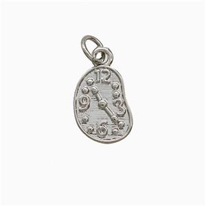 Copper Clock Pendant Platinum Plated, approx 9-12mm [FN51923]
