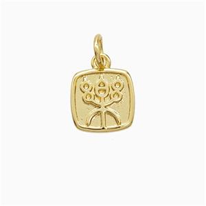 Chinese Words Le Charms Copper Pendant Gold Plated, approx 9mm [FN51926]