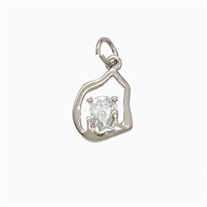 Copper Flame Pendant Pave Zirconia Platinum Plated, approx 10-11mm [FN51927]