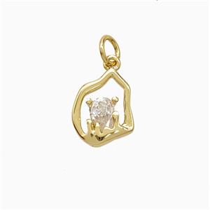 Copper Flame Pendant Pave Zirconia Gold Plated, approx 10-11mm [FN51928]
