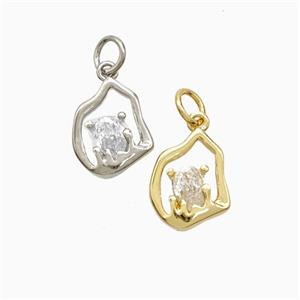 Copper Flame Pendant Pave Zirconia Mixed, approx 10-11mm [FN51929]