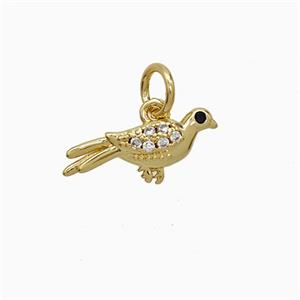 Copper Birds Pendant Pave Zirconia Gold Plated, approx 7-15mm [FN51931]