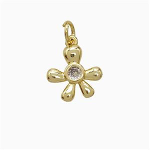 Copper Flower Pendant Pave Zirconia Gold Plated, approx 12mm [FN51944]
