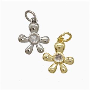 Copper Flower Pendant Pave Zirconia Mixed, approx 12mm [FN51945]