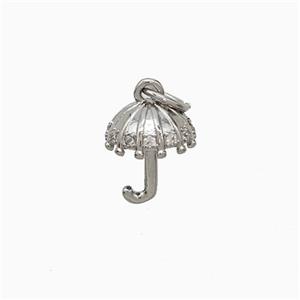 Copper Umbrella Pendant Pave Zirconia Platinum Plated, approx 8-10mm [FN51958]