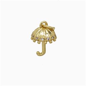 Copper Umbrella Pendant Pave Zirconia Gold Plated, approx 8-10mm [FN51959]
