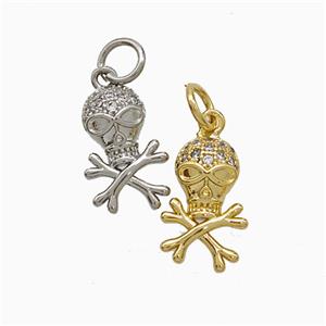 Copper Skull Pendant Pave Zirconia Mixed, approx 8-14mm [FN51979]
