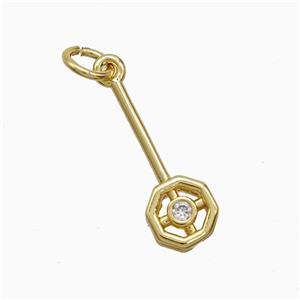 Chinese Erhu Charms Copper Pendant Pave Zirconia Gold Plated, approx 7-17mm [FN51980]